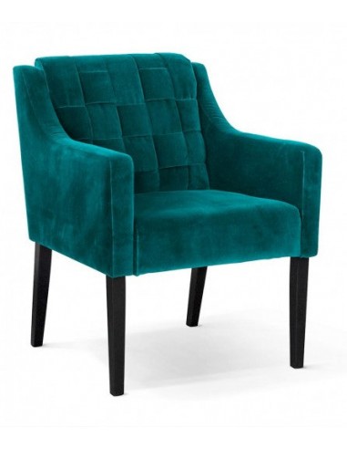 Fauteuil fixe tapissé de tissu et pieds en bois Trevor Velvet Turquoise / Noir, l68xA66xH85 cm chez Cornerstreet bien 