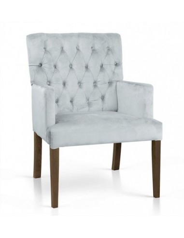 Fauteuil fixe tapissé de tissu, avec pieds en bois Zara d'argent / Noyer, l60xA66xH85 cm les ctes