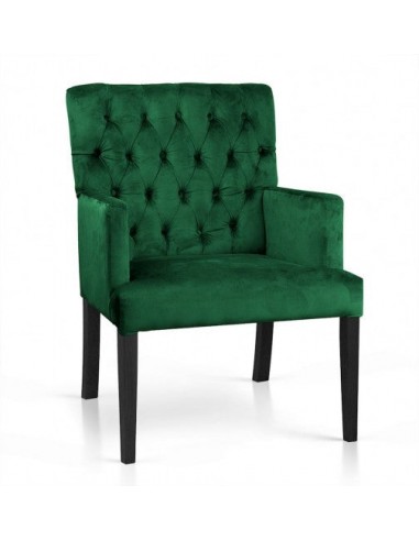 Fauteuil fixe tapissé de tissu, avec pieds en bois Zara Vert / Noir, l60xA66xH85 cm online