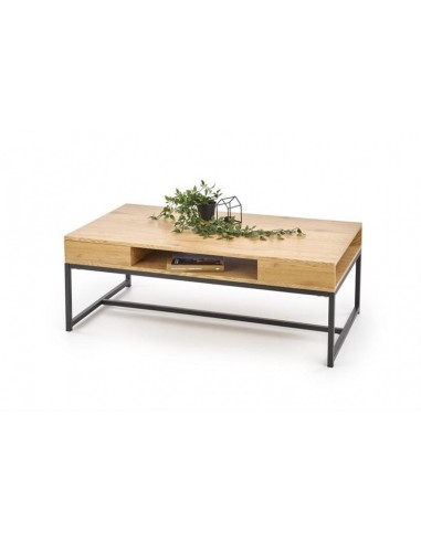 Table basse en MDF et métal Chêne Adelle / Noir, L110xl60xH44 cm pas cher chine