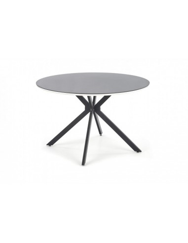 Table en verre, MDF et métal Avelar Noir / Blanc, Ø120xH76 cm commande en ligne