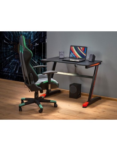 Table de bureau en MDF et métal B-40 Noir / Rouge, L100xl60xH74 cm Par le système avancé 