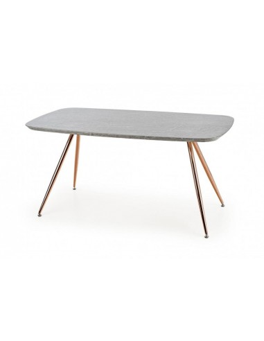 Table en MDF, placage et métal Barcano Gris/Or, L160xl90xH77 cm brillant des détails fins