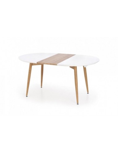 Table extensible en MDF et métal Calibre Blanc / Chêne San Remo, L160-200xl90xH76 cm une grave pollution 