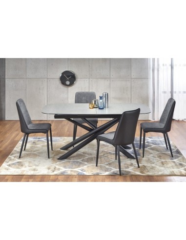 Table extensible en verre et métal Capello Gris foncé / Noir, L180-240xl95xH77 cm des créatures d'habitude