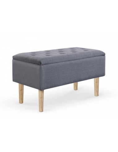 Banc avec espace de rangement, tapissé de tissu et pieds en bois Cleo Gris / Naturel, l80xA40xH44 cm Economisez 