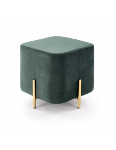 Tabouret rembourré avec tissu, avec pieds en métal Corno Vert Foncé / Or, l42xA42xH42 cm store