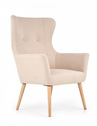 Fauteuil rembourré en tissu, avec pieds en bois Cotto Beige, l73xA76xH99 cm Le MVP de beaucoup