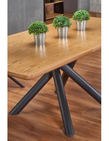 Table extensible en MDF et métal Chêne Derrick / Noir, L160-200xl90xH75 cm les ctes