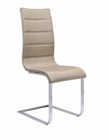 Chaise rembourrée en tissu, avec pieds en métal K104 Beige / Blanc, l42xA56xH99 cm Découvrez la collection