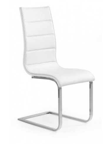 Chaise rembourrée en cuir écologique, avec pieds en métal K104 Blanc, l42xA58xH99 cm votre restaurant rapide dans 