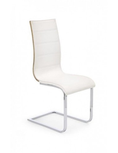 Chaise rembourrée en éco-cuir, avec pieds en métal K104 Blanc / Chêne Sonoma, l42xA56xH99 cm sélection de produits