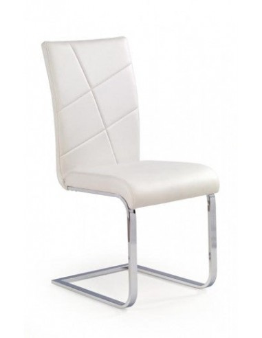 Chaise rembourrée en cuir écologique, avec pieds en métal K108 Blanc, l43xA57xH96 cm de pas cher