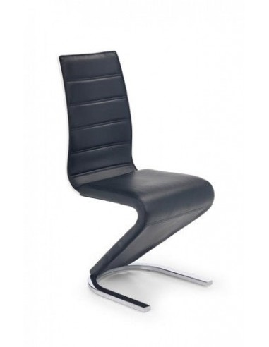 Chaise rembourrée en cuir écologique, avec pieds en métal K194 Noir / Blanc, l45xA58xH99 cm en ligne