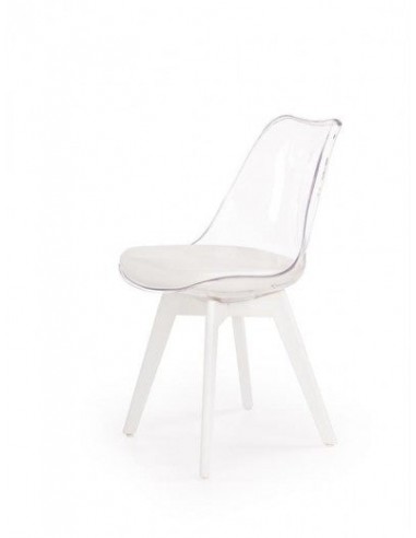 Chaise en plastique avec assise rembourrée en éco-cuir K245 Blanc, l48xA55xH83 cm les ligaments