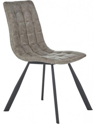 Chaise rembourrée en cuir écologique, avec pieds en métal K280 Gris, l50xA60xH91 cm Amélioration de cerveau avec