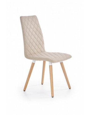 Chaise rembourrée en tissu, avec pieds en bois K282 Beige, l56xA44xH93 cm de pas cher