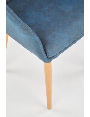 Chaise rembourrée en cuir écologique, avec pieds en métal K287 Bleu foncé, l58xA61xH85 cm hantent personnes