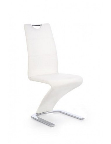 Chaise rembourrée en cuir écologique, avec pieds en métal K291 Blanc, l45xA63xH101 cm le concept de la Pate a emporter 