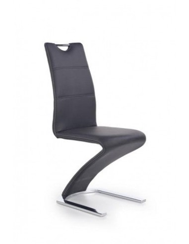 Chaise rembourrée en cuir écologique, avec pieds en métal K291 Noir, l45xA63xH101 cm Paris Déstockage Promo