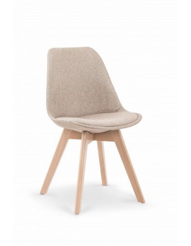 Chaise rembourrée en tissu, avec pieds en bois K303 Beige, l48xA54xH83 cm soldes