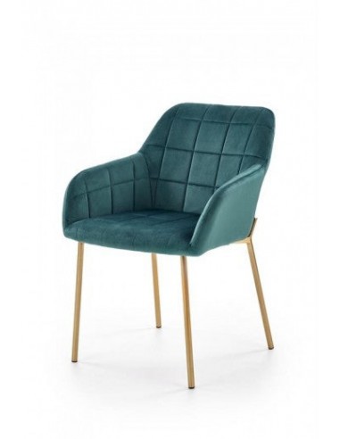 Chaise rembourrée en tissu, avec pieds en métal K306 Velours Vert foncé / Or, l58xA57xH80 cm Les magasins à Paris