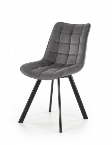 Chaise rembourrée en tissu, avec pieds en métal K332 Gris foncé / Noir, l46xA61xH84 cm 50% de réduction en Octobre 2024