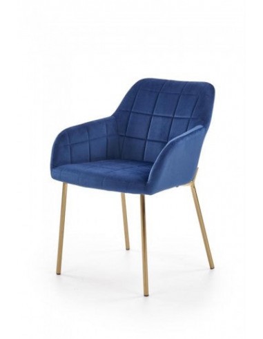 Chaise rembourrée en tissu, avec pieds en métal K306 Velours Bleu Foncé / Or, l58xA57xH80 cm acheter