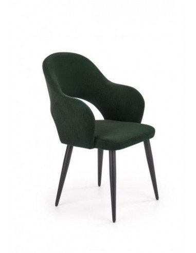 Chaise rembourrée avec tissu et pieds en métal K364 Vert foncé / Noir, l55xA55xH88 cm pas cher