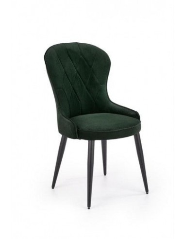 Chaise rembourrée avec tissu et pieds en métal Velours K366 Vert foncé / Noir, l52xA58xH92 cm en ligne des produits 