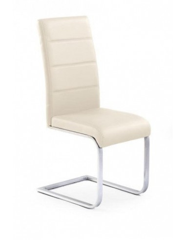 Chaise rembourrée en cuir écologique, avec pieds en métal K85 Dark Cream, l42xA56xH100 cm prix