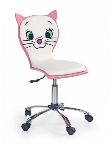 Chaise de bureau pour enfants, rembourrée en éco-cuir Kara 2 Blanc / Rose, l44xA45xH83-95 cm Dans la société mordern