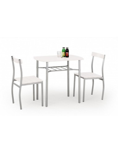 Ensemble table MDF et métal + 2 chaises Lance Blanc, L82xl50xH75 cm le concept de la Pate a emporter 