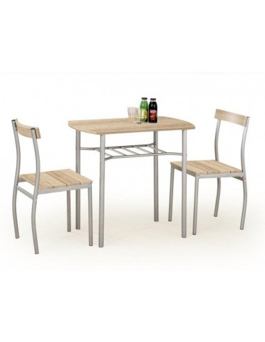 Ensemble table MDF et métal + 2 chaises Lance Sonoma Chêne, L82xl50xH75 cm pas chere