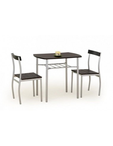 Ensemble table MDF et métal + 2 chaises Lance Wengé, L82xl50xH75 cm Jusqu'à 80% De Réduction