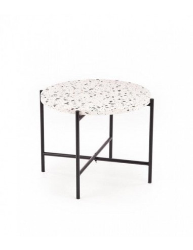 Table basse composite et métal Lastrico Blanc / Noir, Ø50xH40 cm Comment ça marche