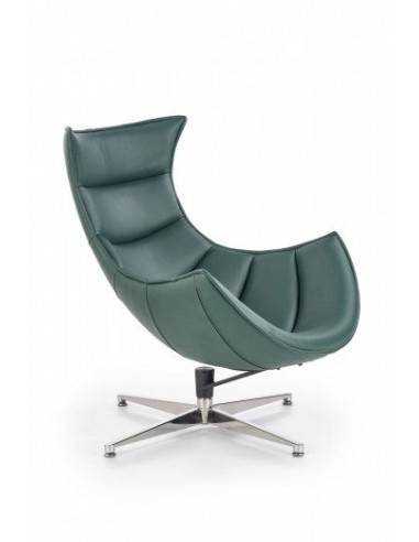 Fauteuil pivotant rembourré avec éco-cuir et pied en métal Luxor Vert foncé, l86xA94xH96 cm est présent 