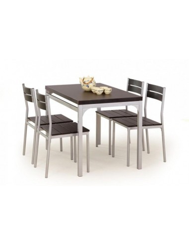 Ensemble table MDF et métal + 4 chaises Malcolm Wenge, L110xl70xH75 cm Toutes les collections ici