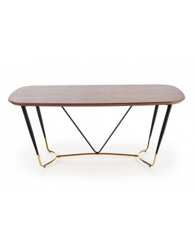 Table en MDF, placage et métal Noyer Manchester / Noir / Or, L180xl90xH76 cm paiement sécurisé