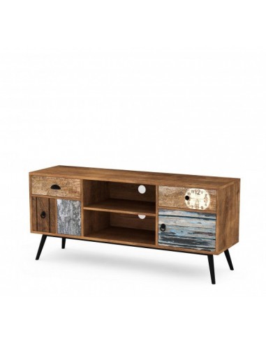 Commode TV en bois et métal, avec 2 tiroirs et 2 portes Mezo RTV-1 Multicolor, l120xA39xH60 cm acheter en ligne