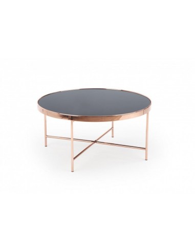 Table basse en verre et métal Moria Noir / Cuivre, Ø82xh40 cm 50% de réduction en Octobre 2024