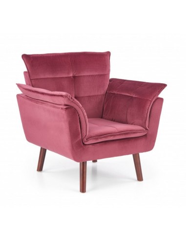 Fauteuil rembourré en tissu, avec pieds en bois Rezzo Bordeaux, l80xA73xH84 cm En savoir plus