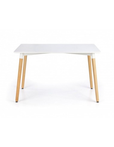 Table MDF et bois Socrates Blanc / Hêtre, L120xl80xH74 cm les ctes