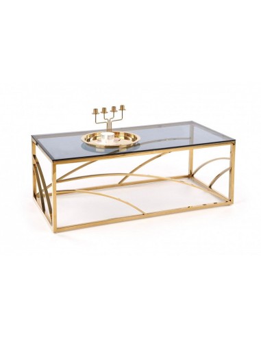 Table basse en verre et métal Universe Rectangle Or, L120xl60xH45 cm d'Europe débarque