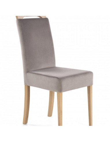 Chaise rembourrée en tissu, avec pieds en bois Clarion Gris / Chêne, l42xA58xH97 cm shop