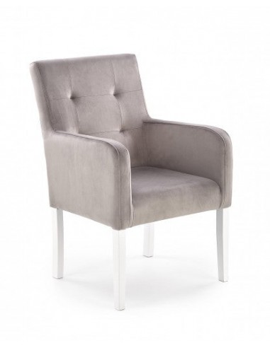 Fauteuil fixe tapissé de tissu, avec pieds en bois Filo Gris / Blanc, l60xA62xH92 cm commande en ligne