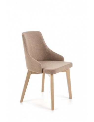 Chaise rembourrée en tissu, avec pieds en hêtre Toledo Beige Foncé / Chêne Sonoma, l51xA55xH82 cm En savoir plus