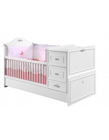 Lit de bébé transformable en palette, pour bébé Romantic Baby Blanc, 160 x 75 cm-160 x 75 cm brillant des détails fins