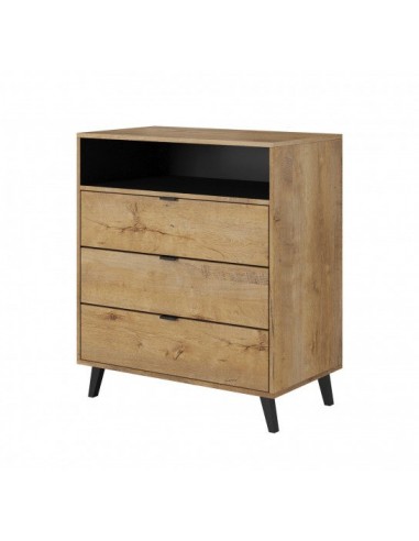 Commode 3 tiroirs Nest KM-2 Chêne, l80xA45xH80 cm Livraison rapide