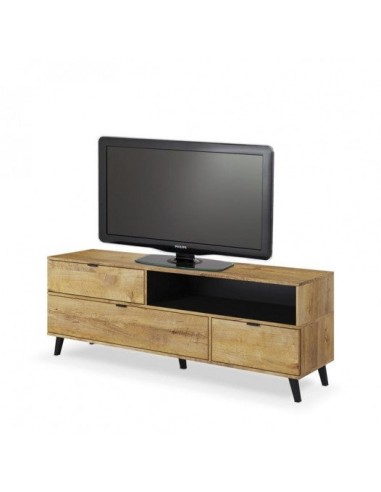 Commode TV en bois, avec 3 portes Nest RTV-1 Chêne, l160xA40xH55 cm de France